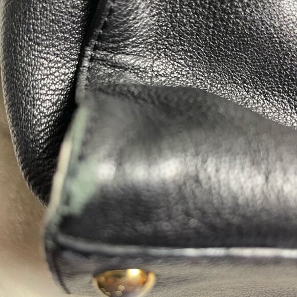 Michael Kors black leather large shoulder bag with gold tone accents. - Picture 8 of 14